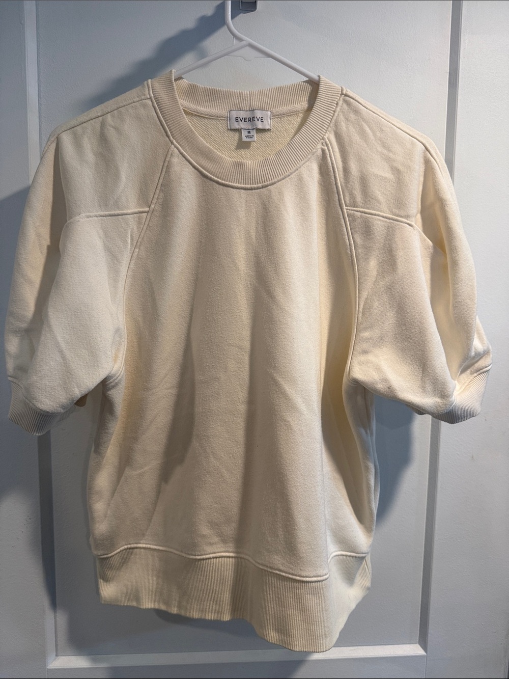Evereve Cream Short Sleeve Crew Sweatshirt